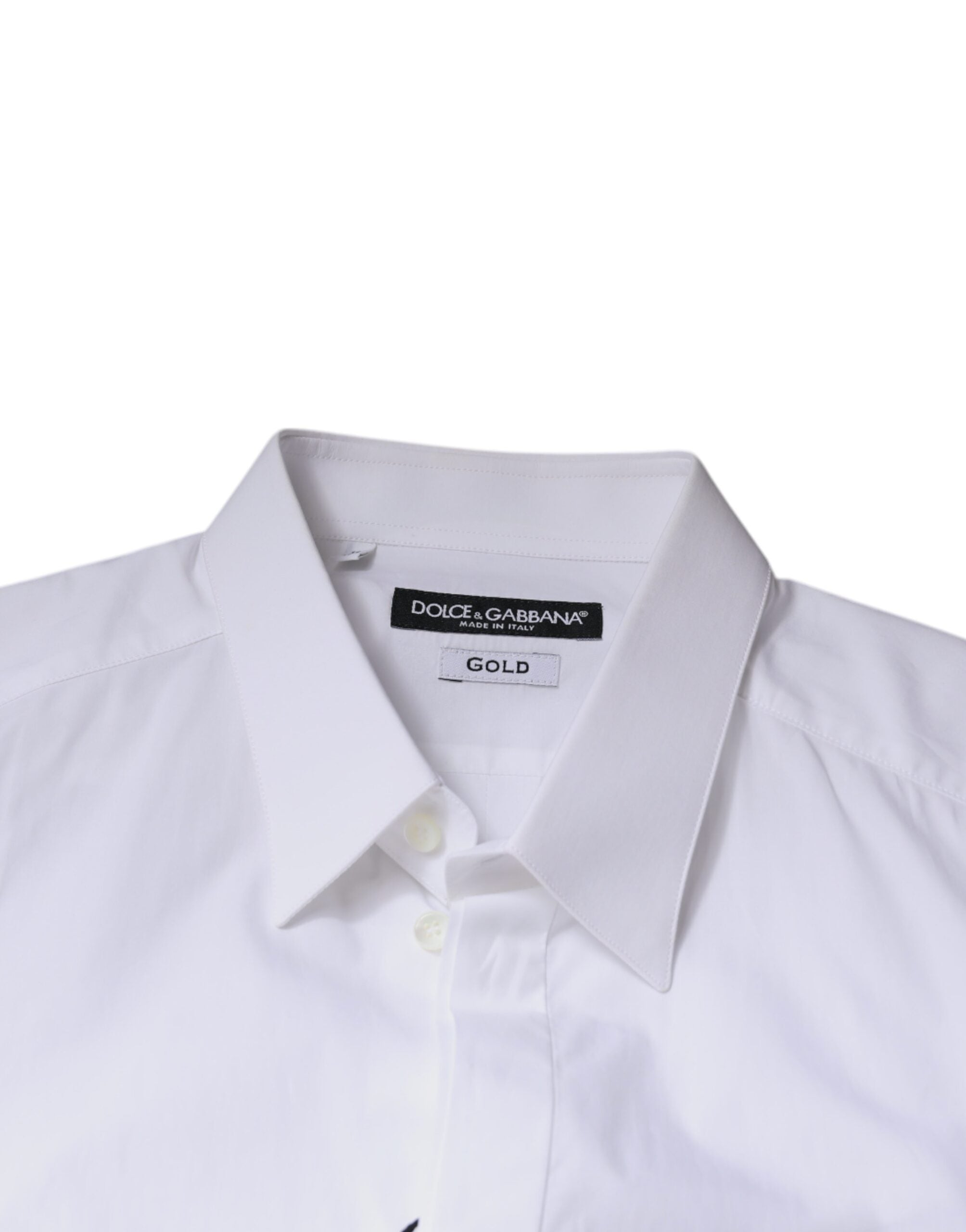 Dolce & Gabbana Men's White Logo Cotton Shirt GOLD